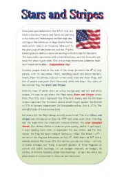 English Worksheet: Stars and Stripes - with Quiz (3 pages, key on p. 3)