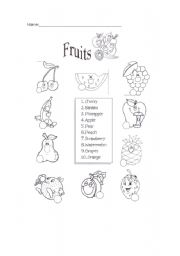 English Worksheet: Fruits