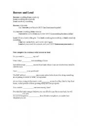 English worksheet: Borro and Lend