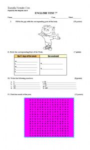 English Test for elementary level.