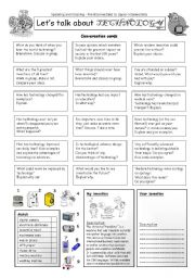 English Worksheet: Lets talk about TECHNOLOGY