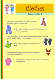 English Worksheet: Clothes descriptions