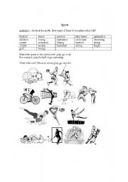 English worksheet: Sports