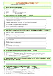 English Worksheet: revision test for teenagers