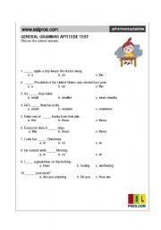 English Worksheet: Grammar Quiz