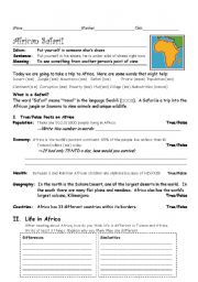 English worksheet: African Safari