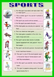English Worksheet: Sports - description and matching.