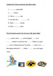 English worksheet: His or hes