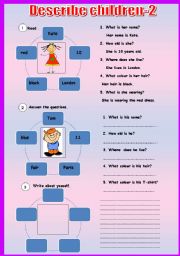 English Worksheet: Describe children-2