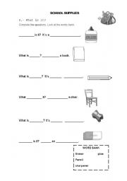 English Worksheet: School objects