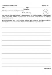 English Worksheet: Family Gathering/Writing Prompt