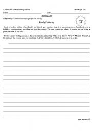 English worksheet: Family Gathering/Writing Prompt