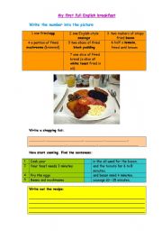 English Worksheet: My first English breakfast