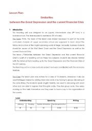 English Worksheet: Similarities between the Great Depression and the Current Financial Crisis