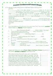 English Worksheet: Present Simple & Present Continuous