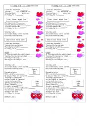 English Worksheet: Friday Im in Love song