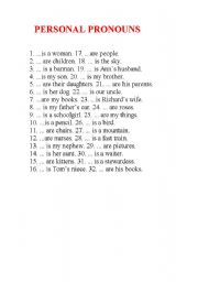 English worksheet: personal pronouns