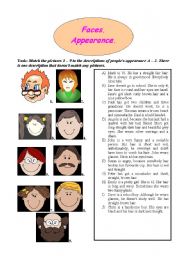 English Worksheet: Faces. Appearance.