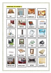 English Worksheet: furniture pictionary 2