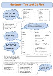 English Worksheet: SONG!!! You Look So Fine [Garbage]