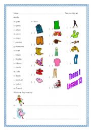English worksheet: Clothes and color