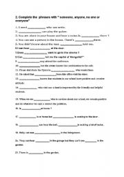 English Worksheet: indefinite pronouns