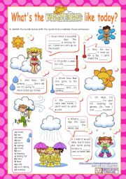 English Worksheet: Whats the weather like today?  (1/2) - Vocabulary worksheet for Elementary and Lower Intermediate students