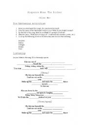 English Worksheets Song Sixpence None The Richer Kiss Me