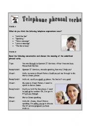 English Worksheet: Telephone phrasal verbs