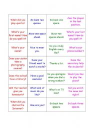 English Worksheet: Board game - Questions