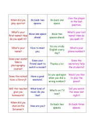 English Worksheet: Board game - Questions