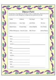 English worksheet: Dinner Party