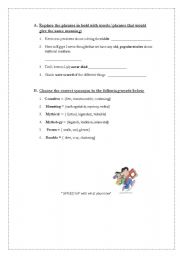 English worksheet: vocabulary