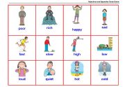 English Worksheet: Adjectives and Opposites Cards Game