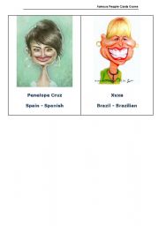 English Worksheet: Famous People Caricature Cards Game - 1
