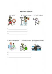 English worksheet: Report what people said