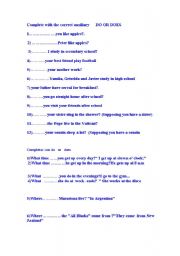 English worksheet: AUXILIARY VERS DO/ DOES