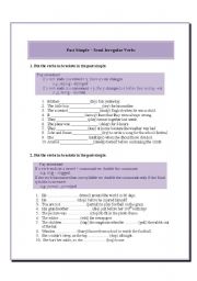 English Worksheet: Past Simple  Semi-Irregular Verbs