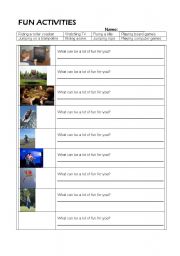 English worksheet: Fun activities