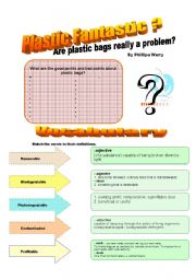 English Worksheet: Plastic Fantastic Activities