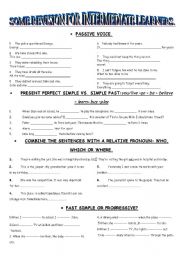 English Worksheet: REVISION OF SOME TOPICS FOR INTERMEDIATE STUDENTS.