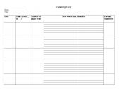 English worksheet: Reading Log