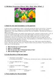 English Worksheet: National Parks