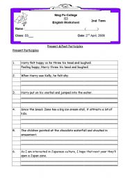 English Worksheet: Present & Past Participles Phrases