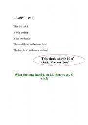 English worksheet: reading time