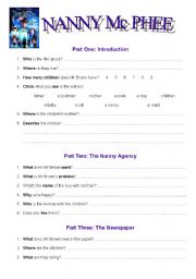 Nanny Mc Phee : Film. Worksheet part one (2 pages + answers)