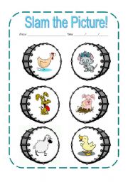 English worksheet: Slam the picture- farm animals game