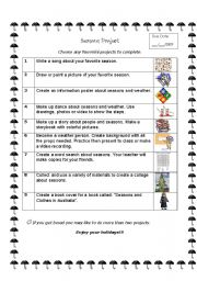 English Worksheet: Seasons Project