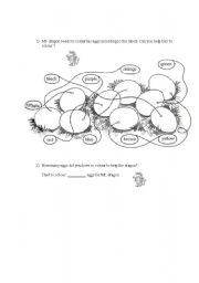 English Worksheet: Colourin Mr Dragons eggs
