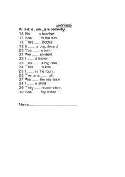 English Worksheet: verb to be